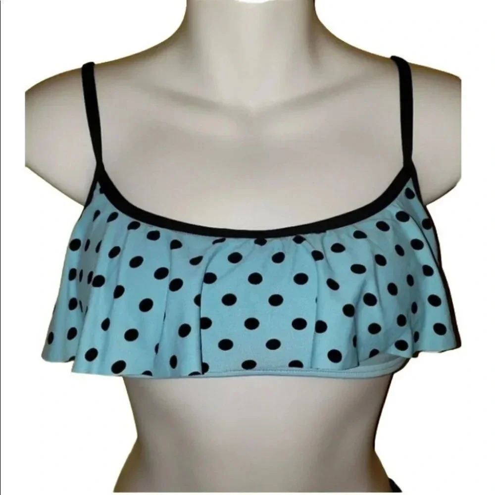 Coco Rave black & turquoise polka dot bikini top‎